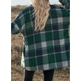 thumbnail image 5 of Asyoly Womens Flannel Plaid Shacket Jacket Long Sleeve Lapel Button Down Color Block Coat Boyfriend Outwear, 5 of 7