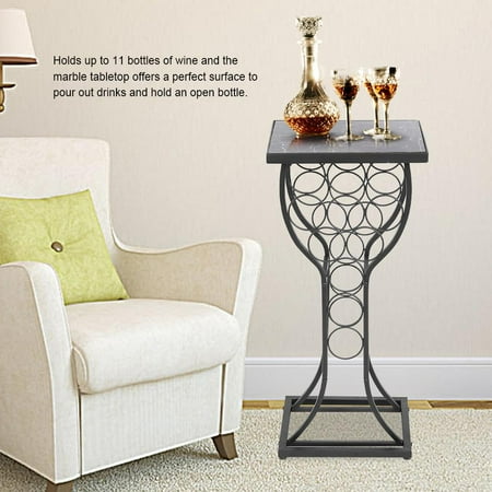 Maple Wine Racks Anauto Furniture Metal with Marble Finish Top Table with Wine Storage Organizer Rack Holder Display, Table with Wine Storage Organizer ()
