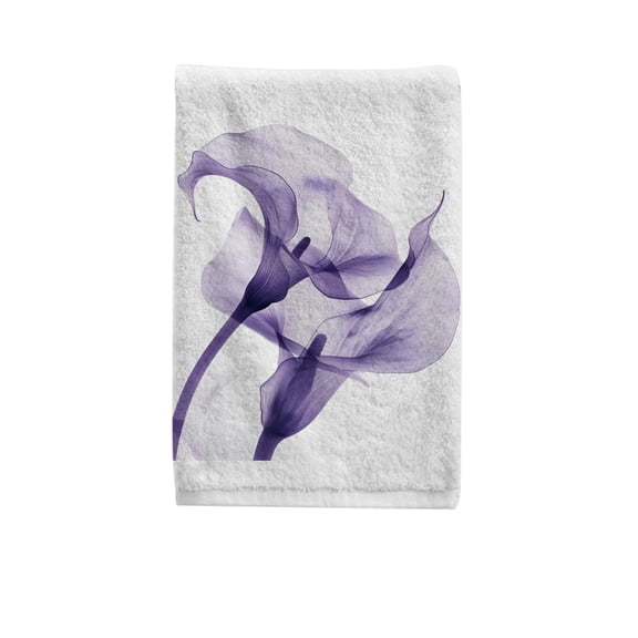 Ryvnso Purple Flower Hand Towels for Bathroom Cotton Face Towel Decorative 15.5x29.5 inch