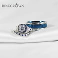 thumbnail image 5 of Adjustable size 3pc Wedding Ring Sets His And Hers Couples Women Diamond Sterling Silver Man Titanium Wedding Bands, 5 of 8