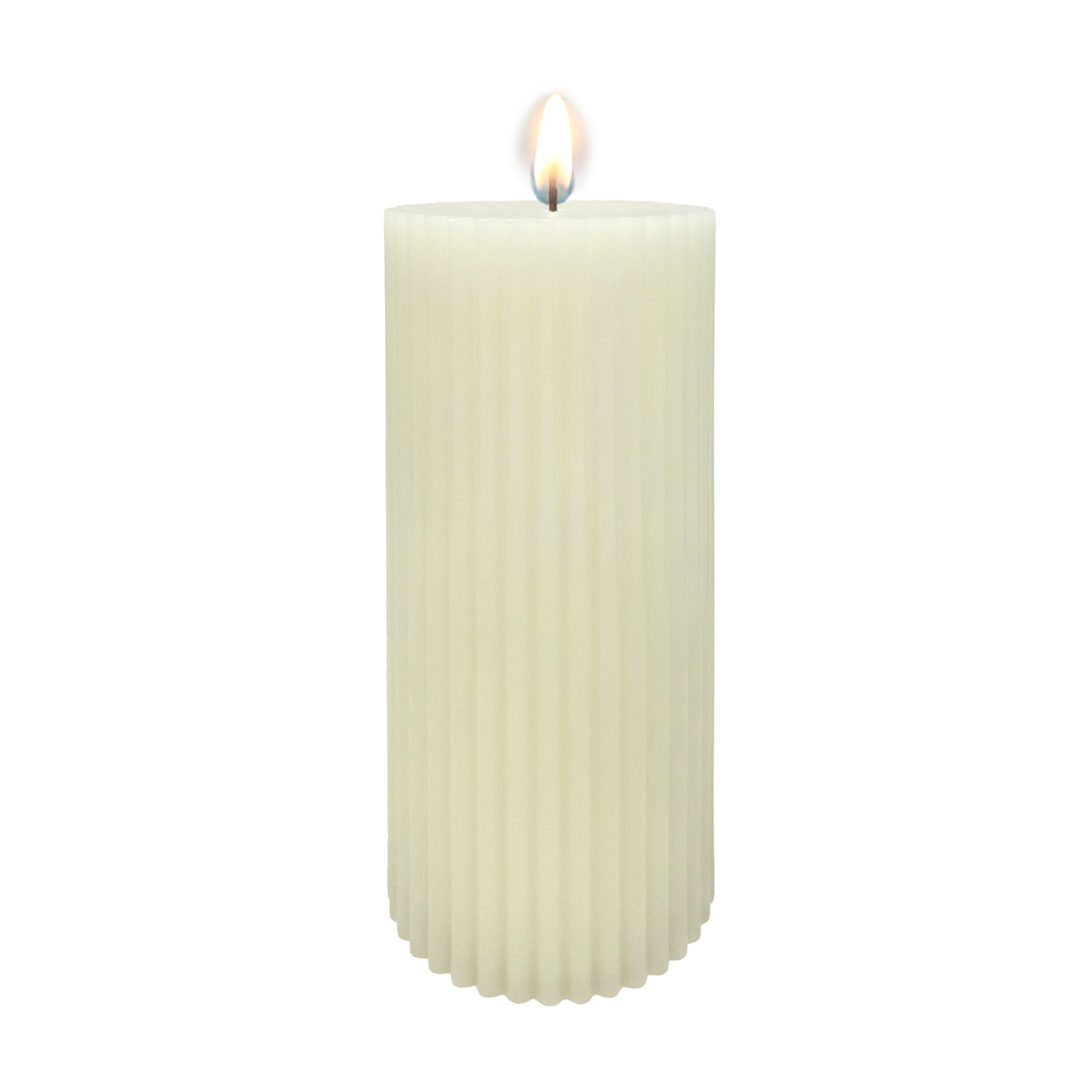 Mainstays Unscented Ribbed Pillar Candle, 3 inches x 6 inches Height, Ivory