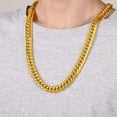 thumbnail image 2 of FindChic 14K Gold Plated Chain for Men, Stainless Steel Cuban Chains Hip Hop Necklace for Anniversary Christmas, 12mm/22'', 2 of 7