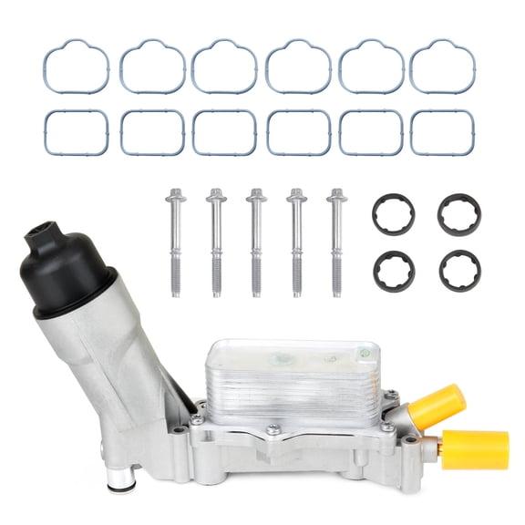 MITZONE Aluminum Oil Cooler Filter Housing Assy with Gaskets and Sensors Compatible with 2011-2024 Ram 1500 ProMaster Chrysler Charger Challenger 3.6L