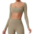 thumbnail image 1 of Chaqueta de yoga para mujer - Manga larga con almohadilla en el pecho - Camiseta ajustada y corta para entrenar, 1 of 7