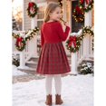 thumbnail image 5 of Sunny Fashion Girls' Long Sleeve Ribbed Knit Bodice Tartan Plaid Red Dress (Little Girls), 5 of 8