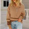 thumbnail image 3 of Vedolay Sweater Womens Crop Tops Casual Long Sleeve Knit Cropped Sweatshirts Pullover Sweater,Khaki L, 3 of 5