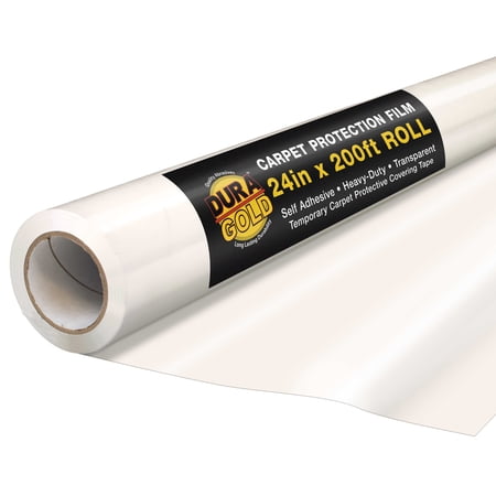 Dura-Gold Carpet Protection Film, 24-inch x 200' Roll - Clear Self Adhesive Temporary Carpet Protective Covering Tape - Protect Against Foot Traffic, Paint Spills, Dust, Construction Debris, Moving