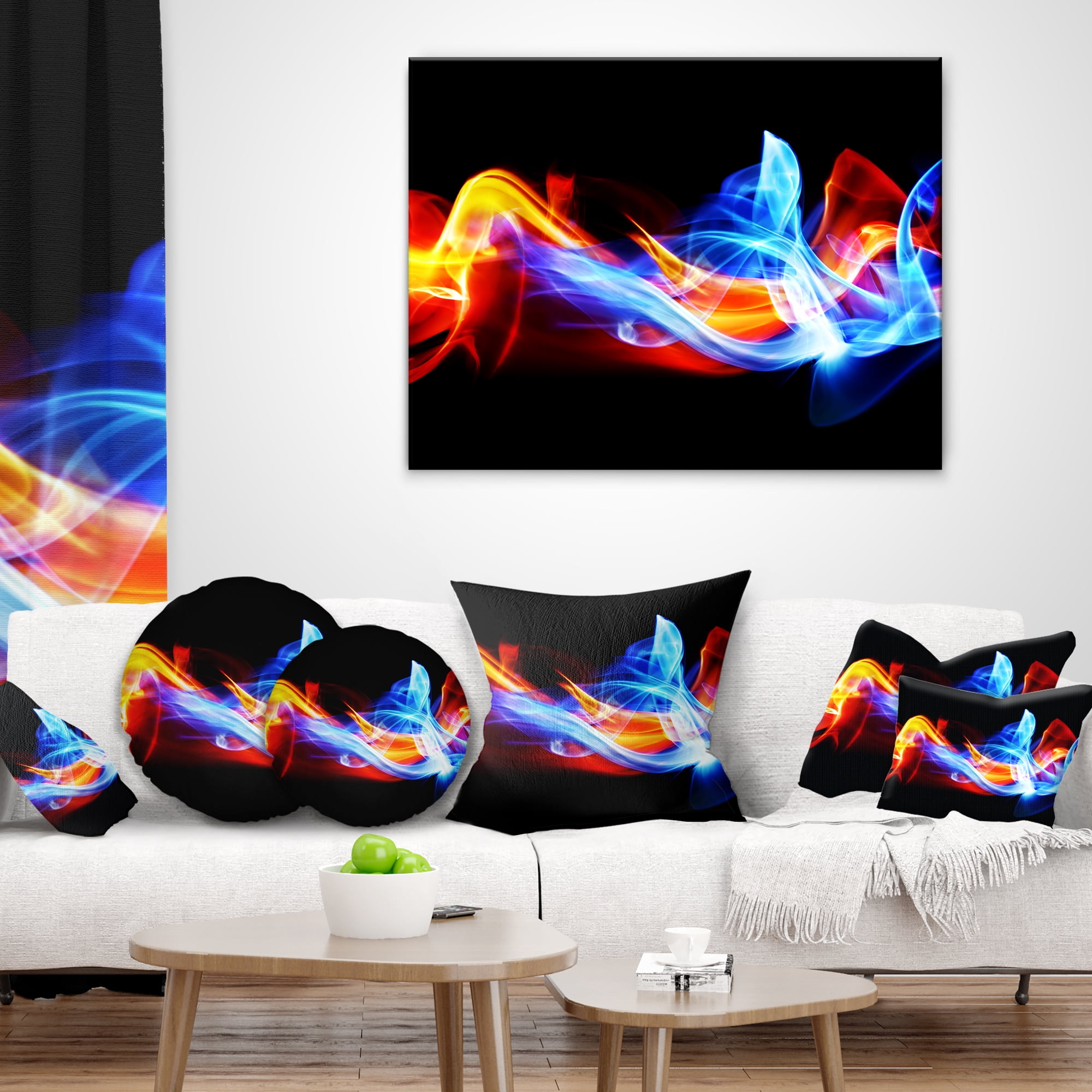 Designart Fire and Ice - Abstract Throw Pillow - 18x18