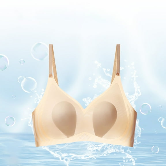 LLYWEY Padded Bra Womens Wirefree Bras Ladies Tie-Front Bra Style-1096 Women Lightly Lined Bra Feature Adult Female Yoga Sports Bras Beige 40B