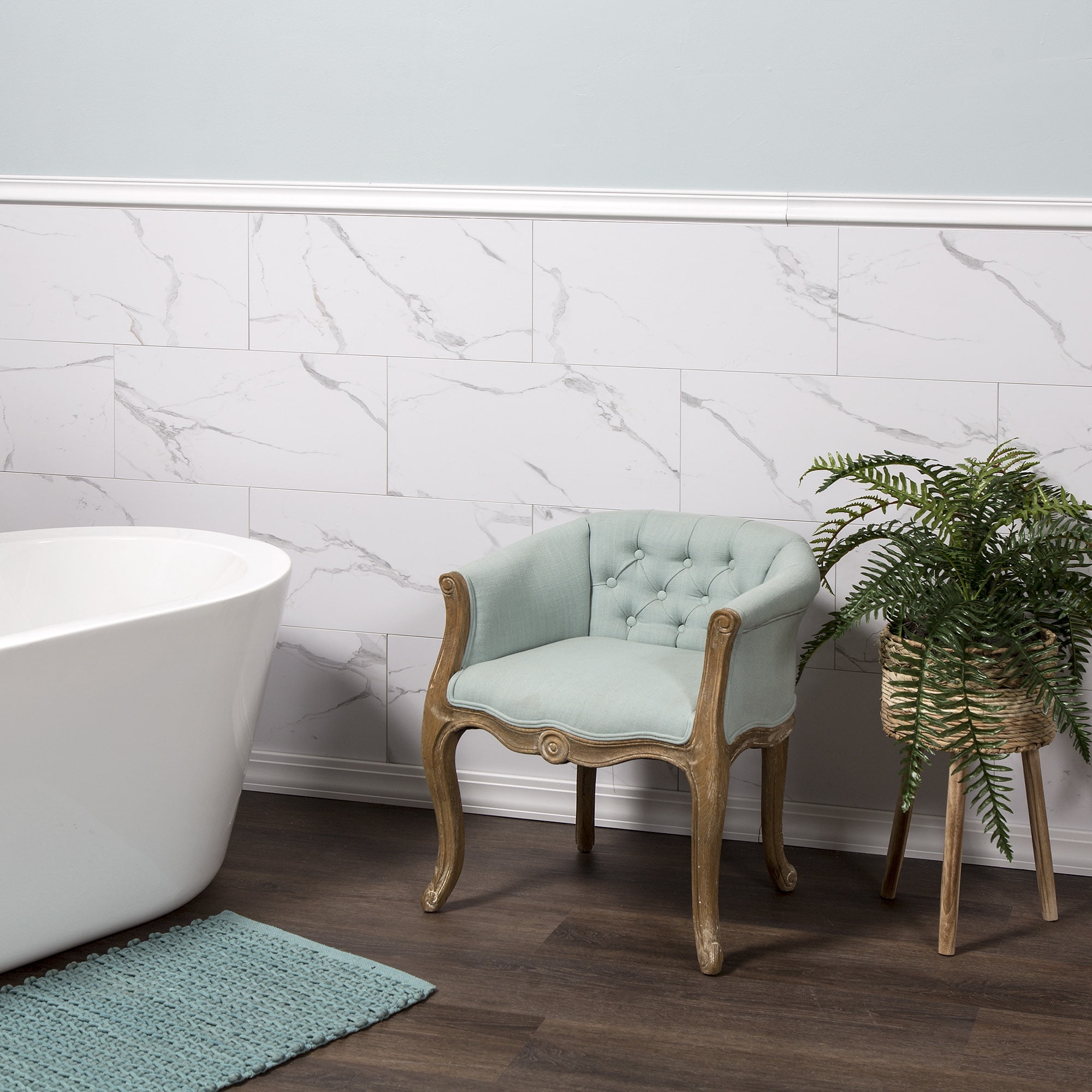 Palisade 23.2 in. x 11.1 in. Interlocking Vinyl Wall/Backsplash Panels in Carrara Marble (10 Pack)