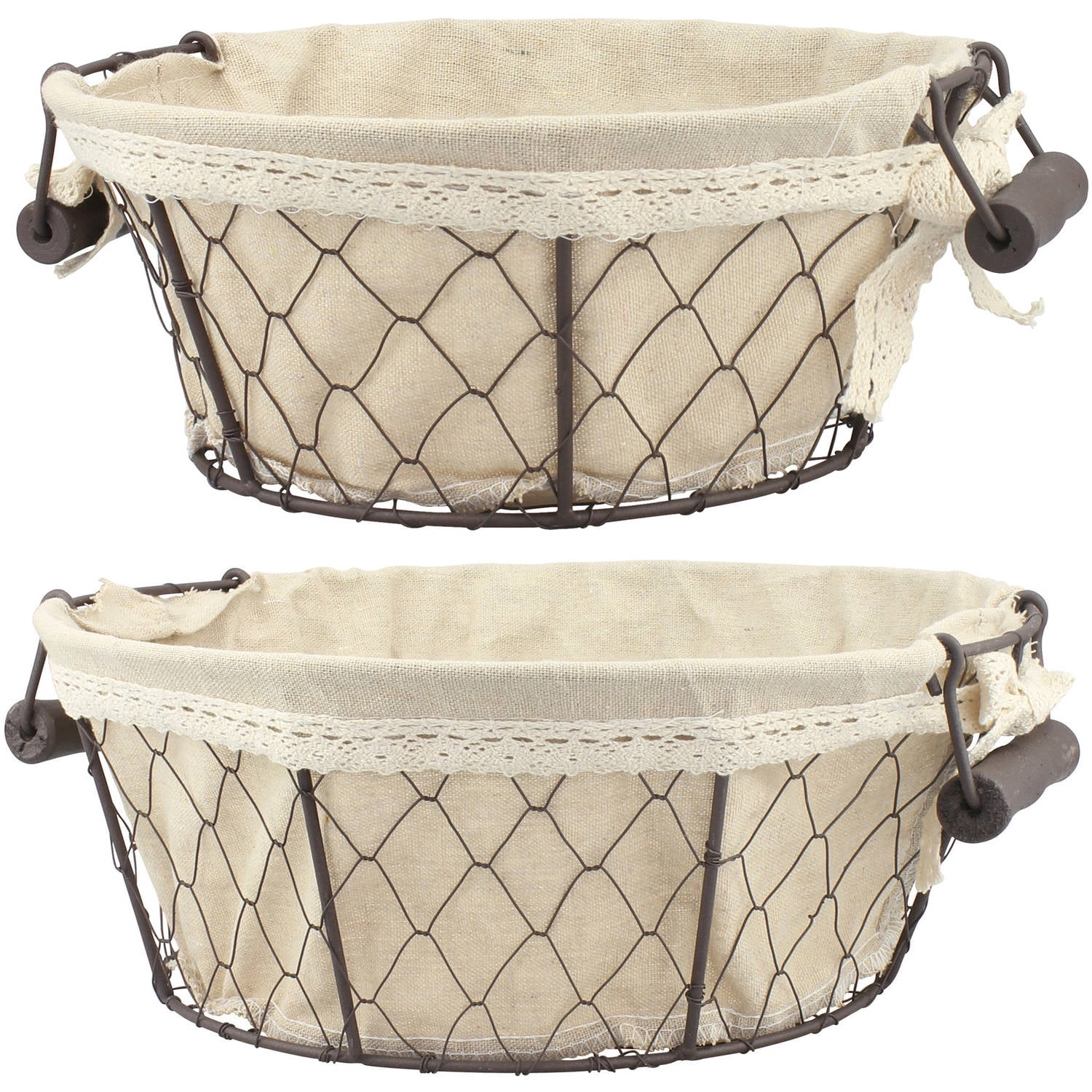 Stonebriar Collection Set of 2 Round Wire Decorative Baskets with
