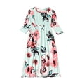 thumbnail image 4 of Frontwalk Mother Daughter Long Maxi Dresses Floral Print Sundress Parent-Child Family Matching Dress Women Girls Loose Sleeve Green (Mom) 2XL, 4 of 7