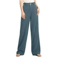 thumbnail image 2 of Antqov Corduroy Pants Women, High Waist Solid Color Button Zipper Wide Leg Straight Leg Pants with Pockets, Daily Work Comfy Outdoor Casual Soft Pants, 2 of 8