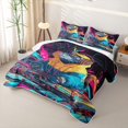 thumbnail image 3 of Manfei Music Cat Quilt Full, Cartoon Animal Full Bedspread Sets, Black Blue, 3 Pieces, 1 Coverlet and 2 Pillowcases, 3 of 7