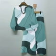 thumbnail image 2 of Summer 2 Piece Sets for Women Cotton Linen Loose Casual Suit Puff Sleeve Top and Wide Pants Color Block Loungewear (Mint Green 5XL), 2 of 3