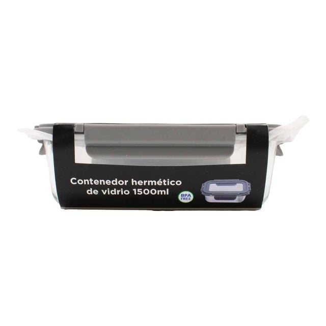 Contenedor Hometrends de Vidrio Hermético Diseño Rectangular 1.5 Litros