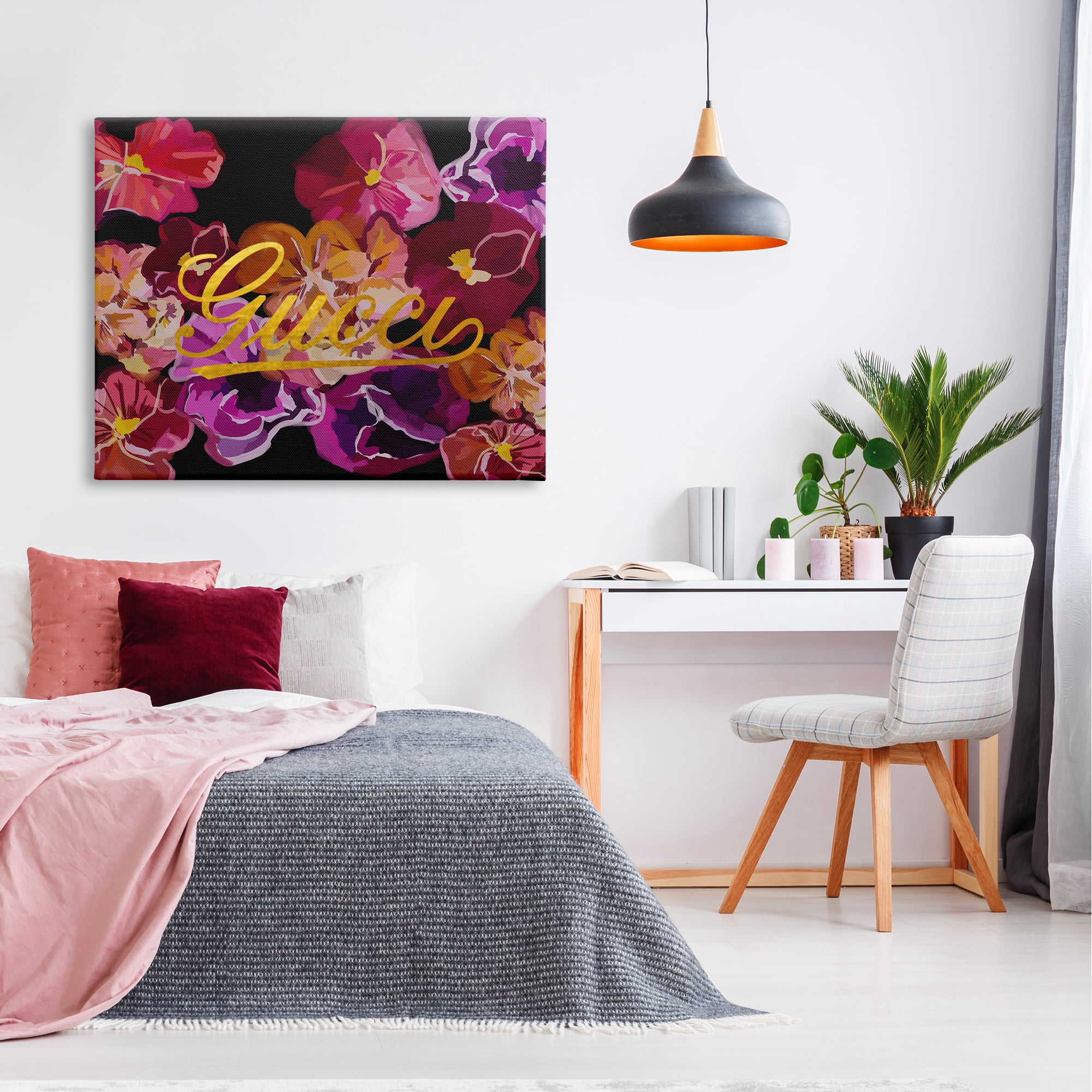 Stupell Industries Glam Brand Flower Pattern Botanical & Floral Painting Gallery Wrapped Canvas Art Print Wall Art, 48 x 36