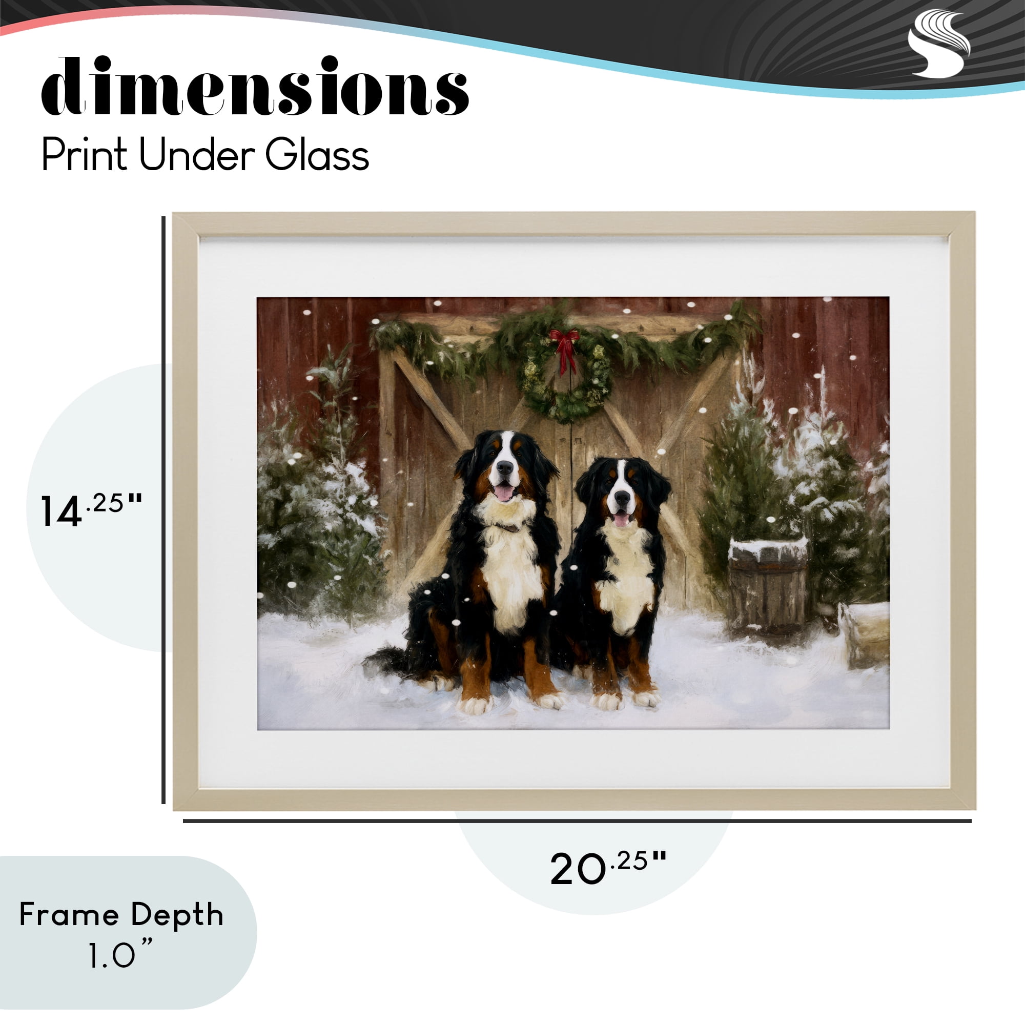 Stupell Industries Barnyard Bernese Mountain Dogs Birch Framed Print Under Glass, design by Tina LeCour