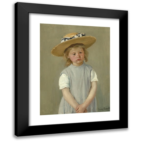 Mary Cassatt 11x14 Black Modern Framed Museum Art Print Titled - Child in a Straw Hat (C. 1886)