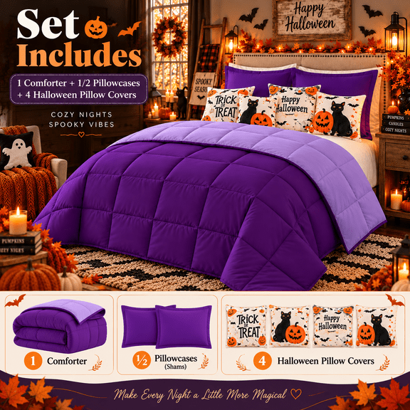 Twin 6 pcs Comforter Set, includes 1 pillowcase, 1 comforter and 4 throw Pillow Covers