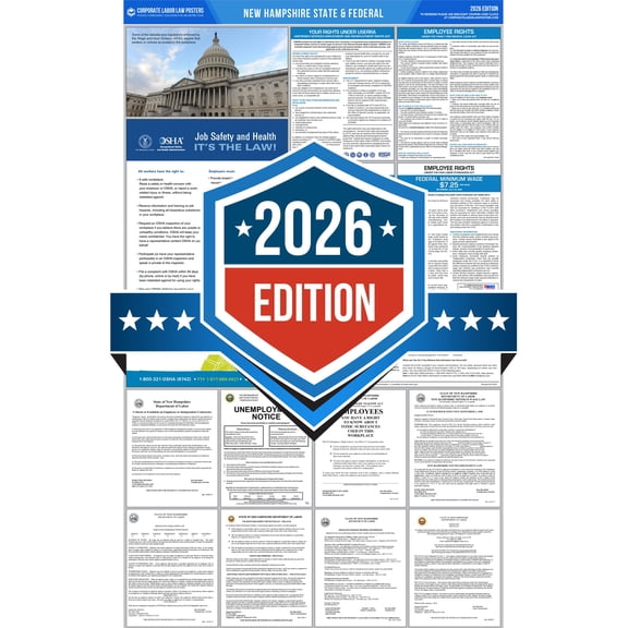 Corporate Labor Law Posters :: 2026 New Hampshire State & Federal Labor Law Posters - All in one [Plain Paper-English]