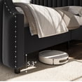 thumbnail image 3 of Platform Metal Bed Frame with Upholstered Headboard, Velvet Upholstered Bed Frame King/Queen with Vertical Channel Tufted Headboard & Footboard, Nailhead Trim, No Box Spring Needed, 3 of 7