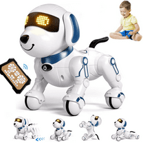 Lvelia Robot Dog Toys for Kids,Smart Interactive Learning Robotic Toy for Boys and Girls 3-8, Remote Control Stunt Robot Dog Toy with Sing Dance,Blue