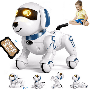 Lvelia Robot Dog Toys for Kids,Smart Interactive Learning Robotic Toy for Boys and Girls 3-8, Remote Control Stunt Robot Dog Toy with Sing Dance,Blue