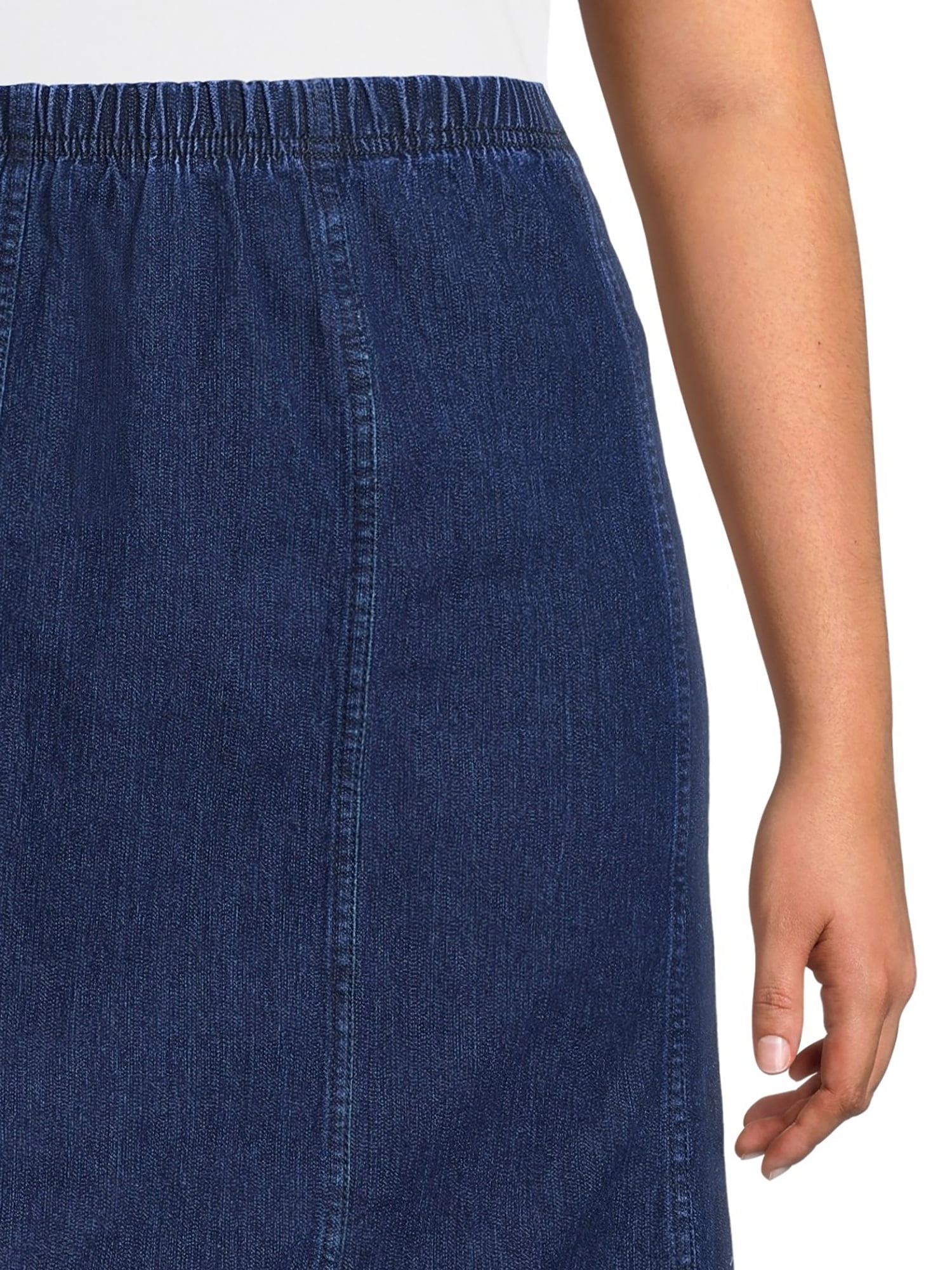 JMS Just My Size by Hanes Women's Plus Size Midi Pull-On Denim Skirt