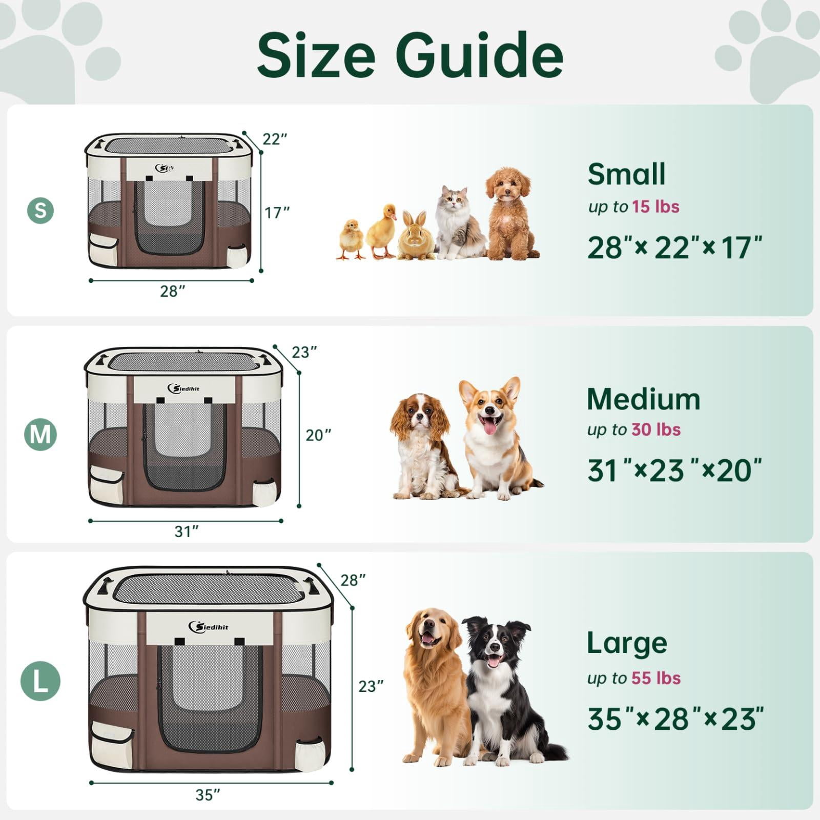 Dog Playpen Cat Pet Puppy Pen Portable Playpens For Dogs Indoor Outdoor Travel Camping Use Foldable Kennel Tent Crate Rabbit Small Animals With Carrying Case (brown  Small)