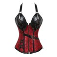 thumbnail image 3 of Disfraz de pirata vikingo medieval para mujer, corsé gótico de cuero sobre el busto, corsé steampunk, chaleco de caballero para Halloween, cosplay de talla grande, 3 of 5
