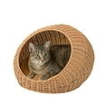 thumbnail image 3 of THE LICKER STORE Fiora 19.5" x 18" Modern Circular Faux Wicker Pet Bed with Machine-Washable Cushion, Natural, CBD3000A, 3 of 5
