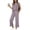 Light Purple, variant on Two Piece Sets for Women Summer Travel Vacation Outfits Pleated Cap Sleeve Sweatsuit Side Slit Wide Leg Pants