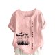thumbnail image 1 of Vestidos Casuales Para Mujer, Blusas De Mujer De Moda Blusa informal de lino con cuello redondo, manga corta y botones para mujer, 1 of 4