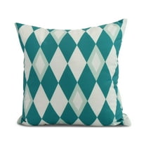 Simply Daisy, 16" x 16" Harlequin , Geometric Print Outdoor Pillow, Blue