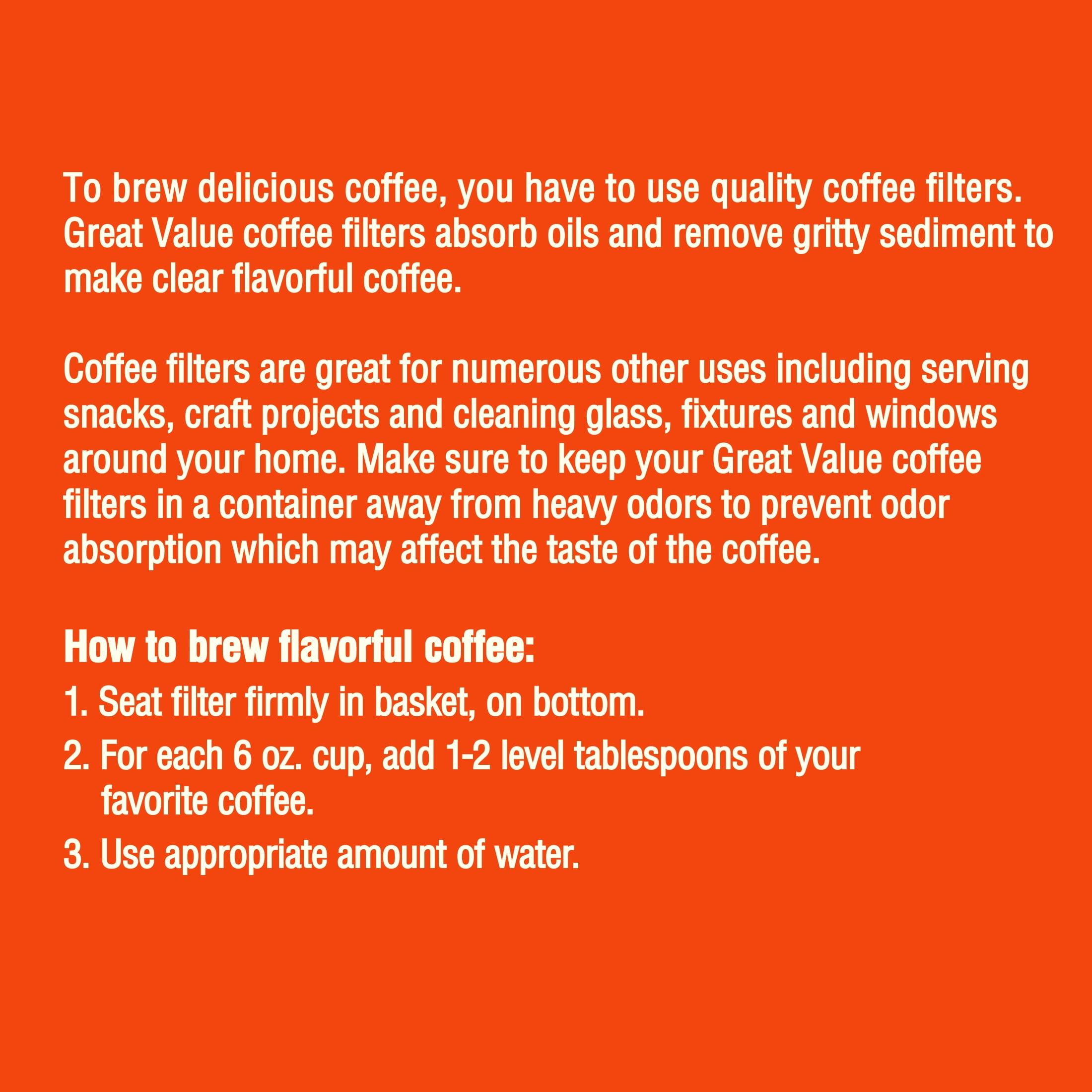 Great Value Basket Coffee Filters, 1-4 Cup, 200 Count