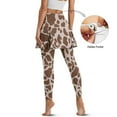thumbnail image 4 of COEQINE Elastic Yoga Skirted Legging for Women with Pockets Brown Cow Spot Pattern Comfy Ruffle Pleated Tennis Skirts with Leggings Breathable High Waist Skort Pants, S, 4 of 7