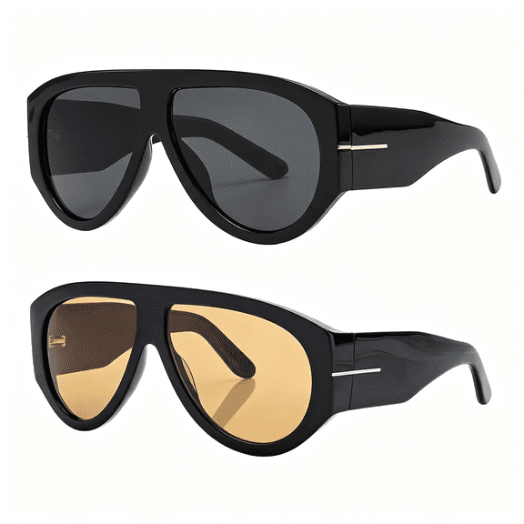 HBMYN Trendy Retro Oversized Aviator Sunglasses for Women Men 70S Luxury Thick Classic Sun Glasses Stylish Aviator Sunglasses