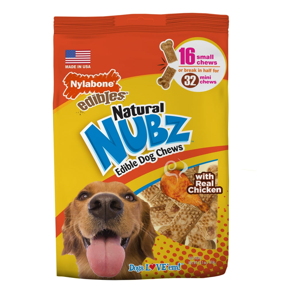 Nylabone Nubz Natural Long Lasting Edible Chicken Flavor Dog Chews 16