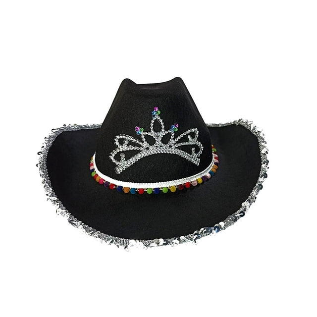 Sombrero de vaquero occidental de moda, vestido de lujo, talla única, se adapta a la mayoría de los favores , vestido para Negro Sunnimix Sombrero de vaquero