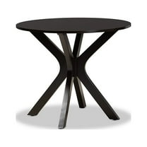 Kenji Modern and Contemporary Dark Brown Finished 35-Inch-Wide Round Wood Dining Table
