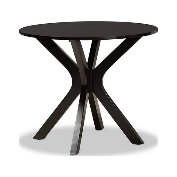 Kenji Modern and Contemporary Dark Brown Finished 35-Inch-Wide Round Wood Dining Table