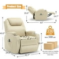 thumbnail image 3 of Korser Power Lift Recliner Chair for Elderly with Massage and Heat PU Leather for Living Room,Beige, 3 of 6