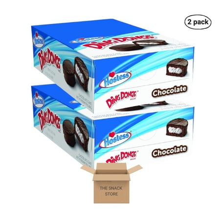 The Snack Store Bundle Hostess Ding Dongs Chocolate, 2.55 Ounce, 12 Count Double Packs, 24 Total Cakes!