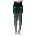 thumbnail image 4 of Arlun St Patricks Day Leggings for Women Casual Shamrock Printed Straight Stretch Leggings Irish Green Soft Comfortable High Waist Tummy Control Workout Yoga Pants Grey XL, 4 of 5