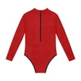thumbnail image 3 of Swimsuit for Girls, Long Sleeve One Piece Rashguard, Solid Color Beach Vacation Swimsuit for Kids 2-13 Years, 3 of 7