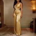 thumbnail image 3 of Morttic Women's Elegant Sleeveless Satin Cowl Neck Wide Leg Jumpsuit – Solid Color Slim Fit Formal Party Outfit Champagne，2XL, 3 of 6
