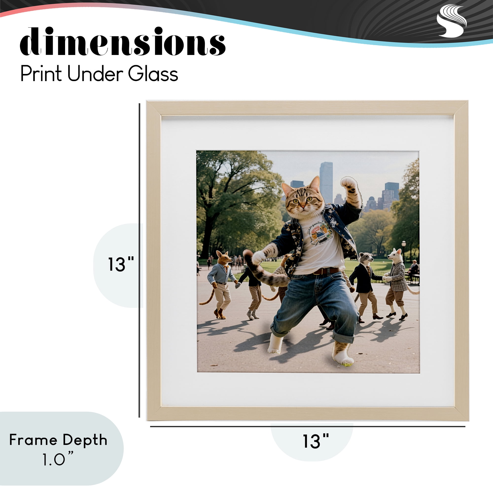 Stupell Industries Stylish Cat Dancing in Park Birch Framed Print Under Glass, design by CAD Designs