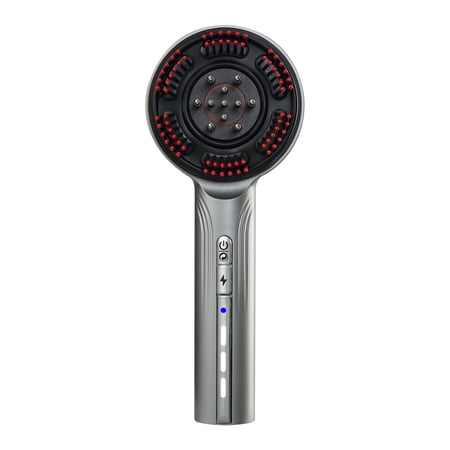 Scalp Care Massage Comb with Red Light & Serum Applicator 3-Level Scalp Brush with Soft Silicone Tips Handheld Hair Care Tool for Daily Use Grey