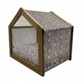 thumbnail image 2 of Birds Pet House, Silhouette of Flying Resplendent Quetzal Bird Among Vertical Branches, Outdoor & Indoor Portable Dog Kennel with Pillow and Cover, 5 Sizes, Ivory Taupe and Dimgrey, by Ambesonne, 2 of 5